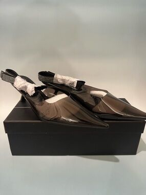 Cape Robbin Black Slingback Heels | Rhinestone Pointed Toe Pumps